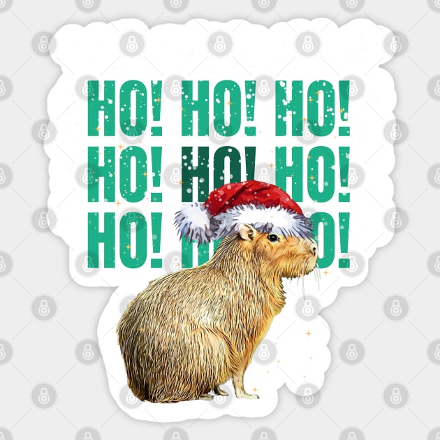 Capybara Christmas and HO! HO! HO! Cute capybara Sticker by Collagedream
